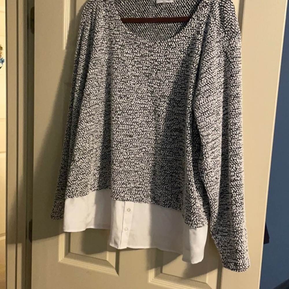 NWOT Layered look black and white sweater.